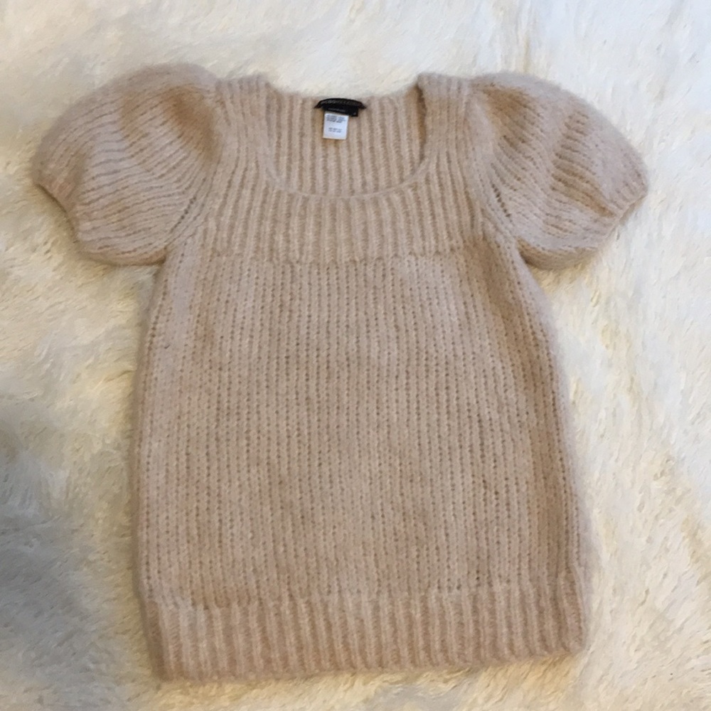 BCBGMaxAzria Bubble Sleeve, Cream, Alpaca Sweater